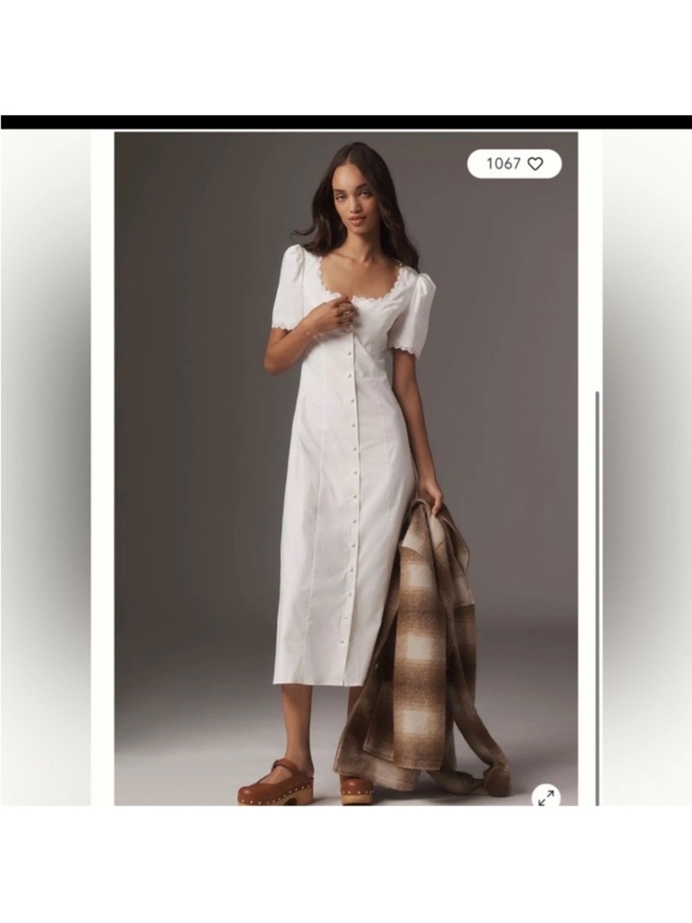 NWT Reformation WHITE ALIDA SS LACE TRIM MIDI DRESS Size 8